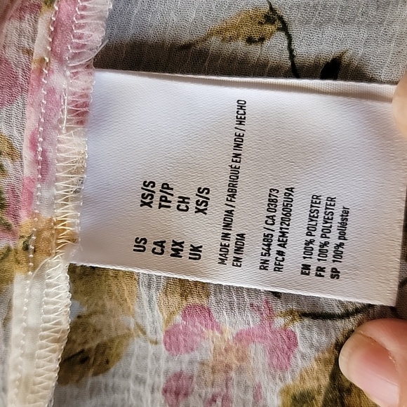 AMERICAN EAGLE OUTFITTERS Floral Open Front Duster Ivory, Pink,Green sz XS-S - Picture 8 of 12